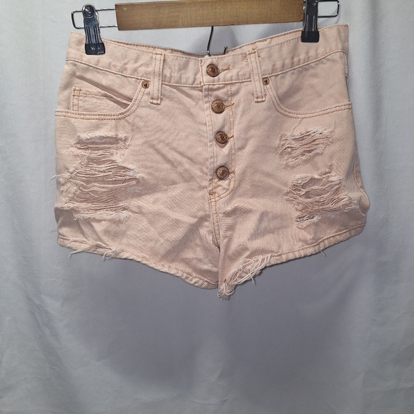Abercrombie&fitch button fly distressed shorts size 0 - Picture 1 of 6
